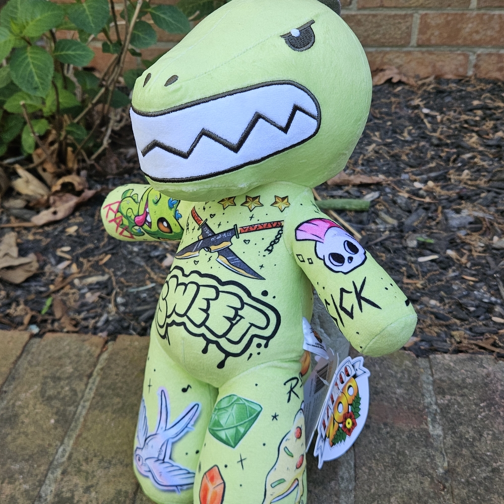 Tattoo Zoo 2023 Thrash The Dino 14" Plush With Tags Punk Rock Plush